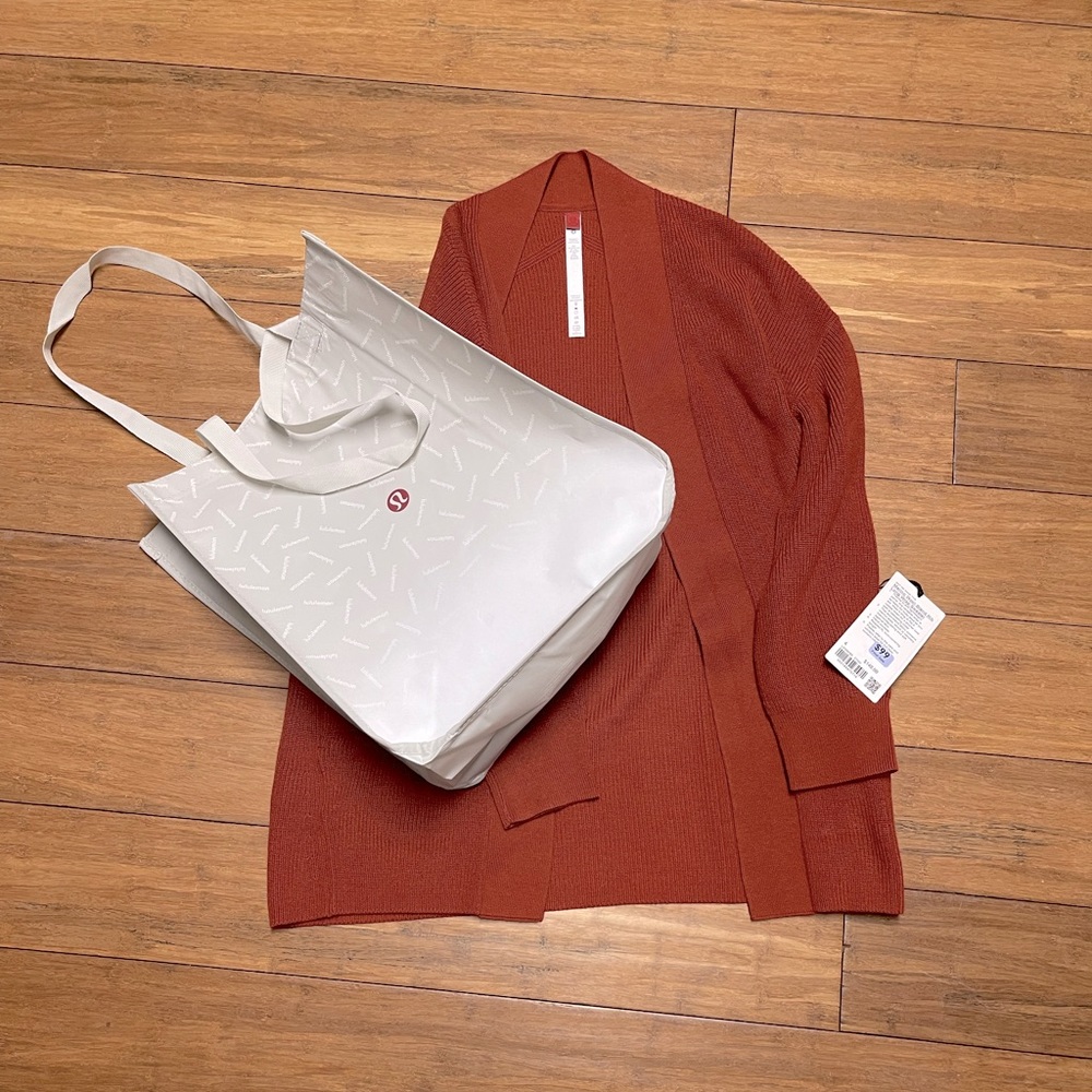 Lululemon merino wool-blend rib long wrap sweater